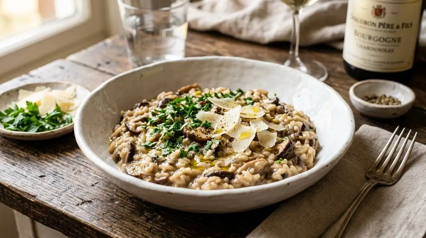 Risotto crémeux aux champignons préparé au robot cuiseur