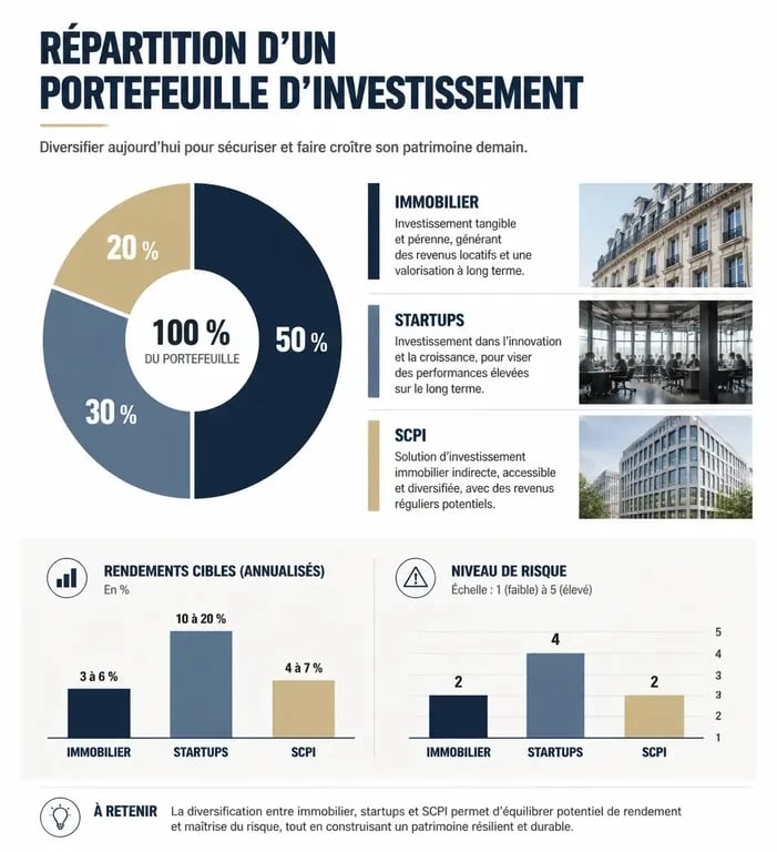 Infographie des performances et répartition des investissements sur la plateforme de crowdfunding Anaxago