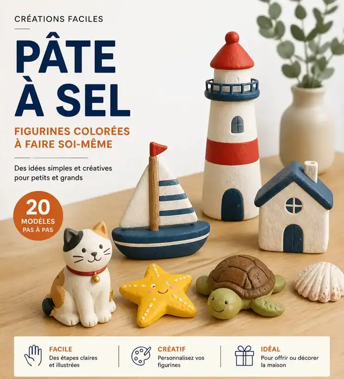 Figurines décoratives réalisées en pâte à sel colorée
