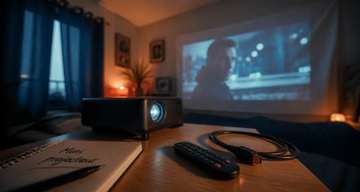 Meilleur mini projecteur : image nette sur mur blanc