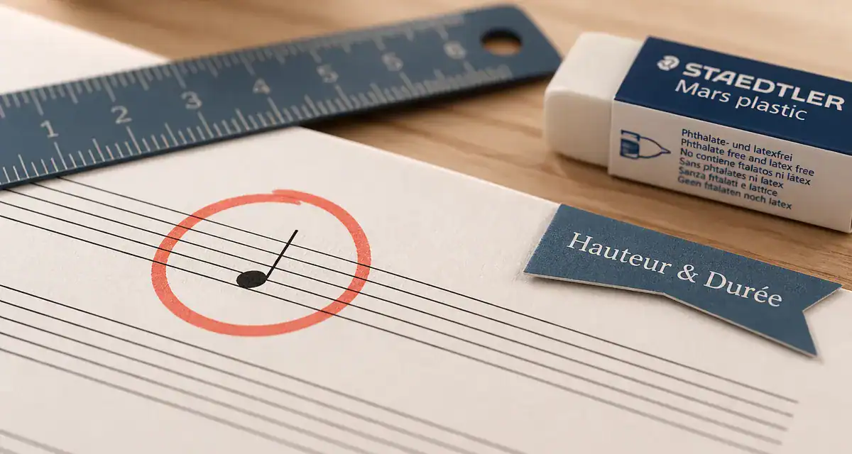 Note de musique sur une partition, systèmes de notation et portée