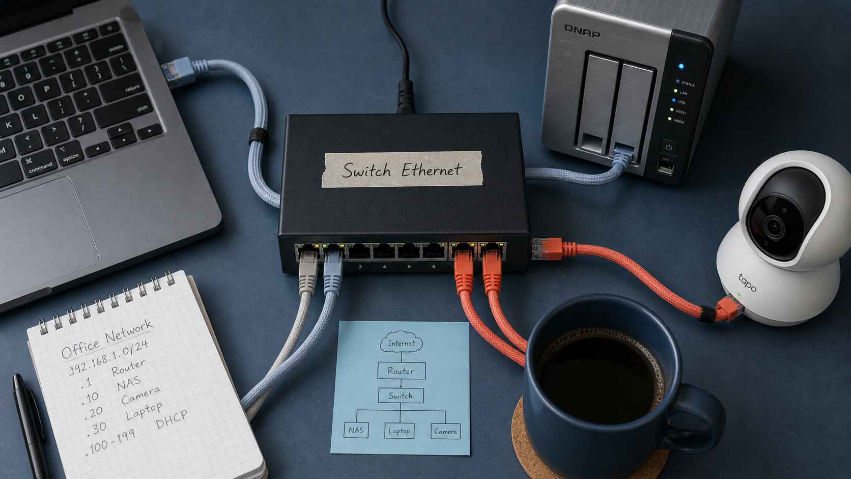 À quoi sert un switch : switch Ethernet compact, ports visibles