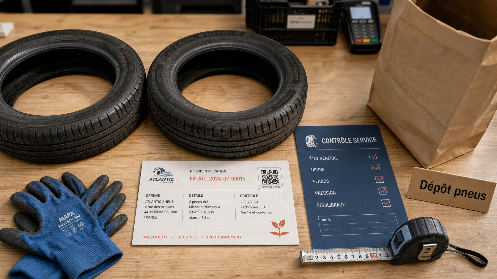 Recycler les pneus usagés : dépôt de pneus avec étiquette et traçabilité