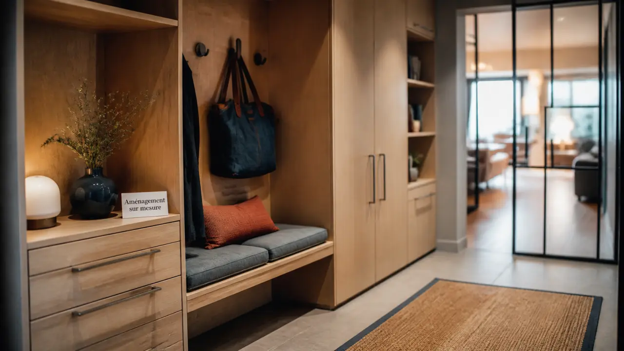 Aménagement maison Nantes : placard sur mesure et verrière qui laisse entrer la lumière