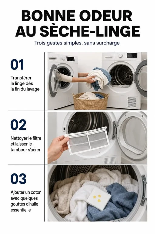 Astuce bonne odeur sèche-linge : trois étapes pour parfumer le linge et éviter les mauvaises odeurs