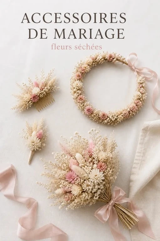 fleurs séchées nantes : accessoires de mariage en composition florale