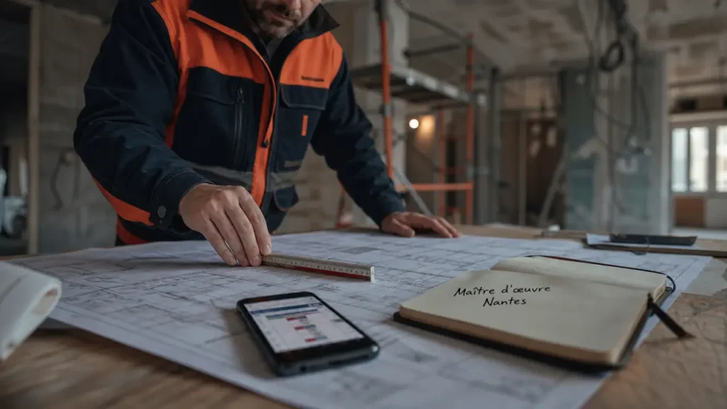 maitre d'oeuvre nantes consulte les plans de chantier en rénovation à Nantes