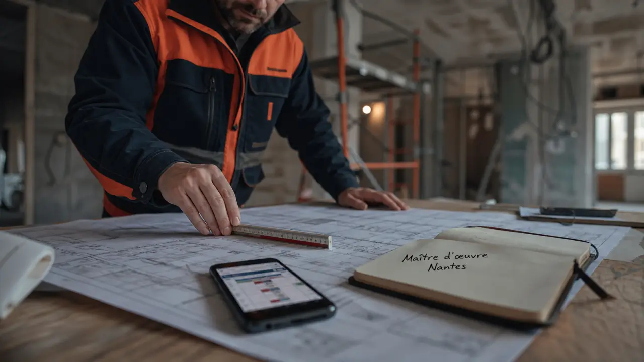 maitre d'oeuvre nantes consulte les plans de chantier en rénovation à Nantes