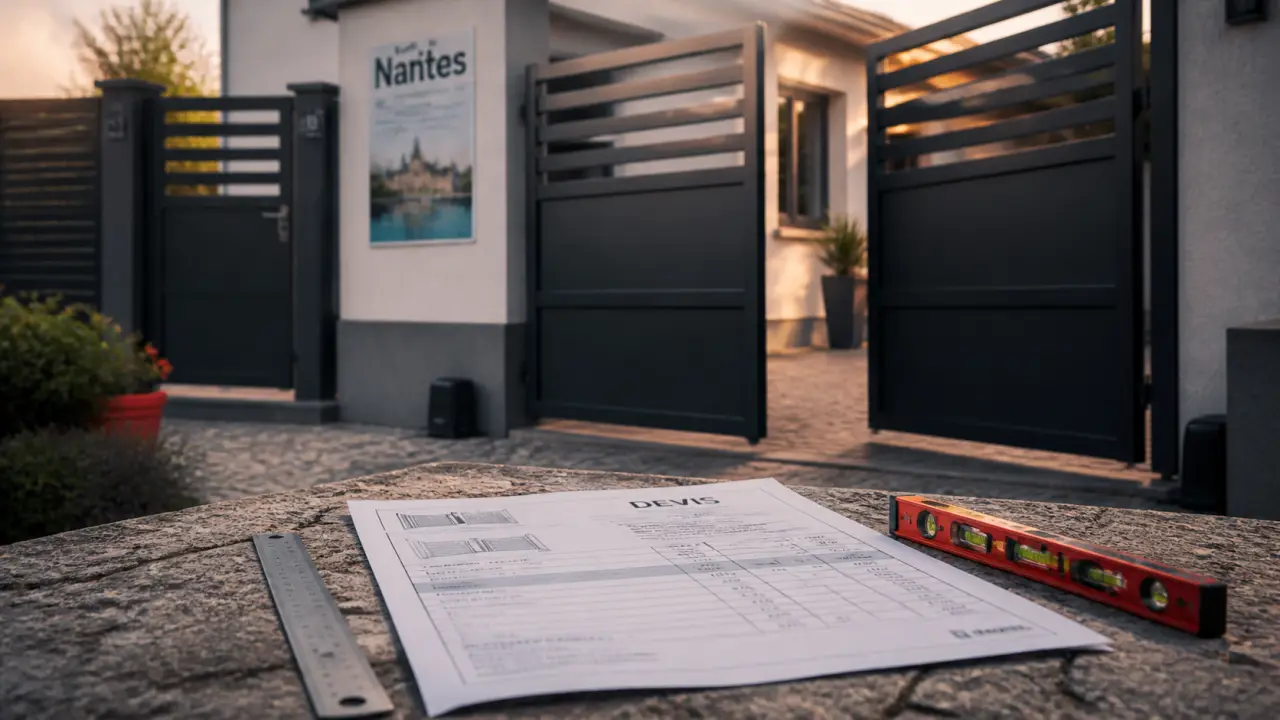 Portail Nantes battant en aluminium ajouré, entrée de maison à Nantes