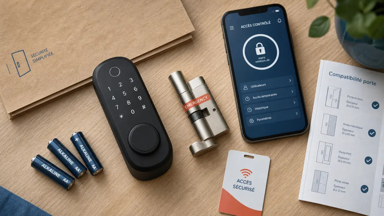 Serrure digitale avec clavier code et badge RFID sur porte