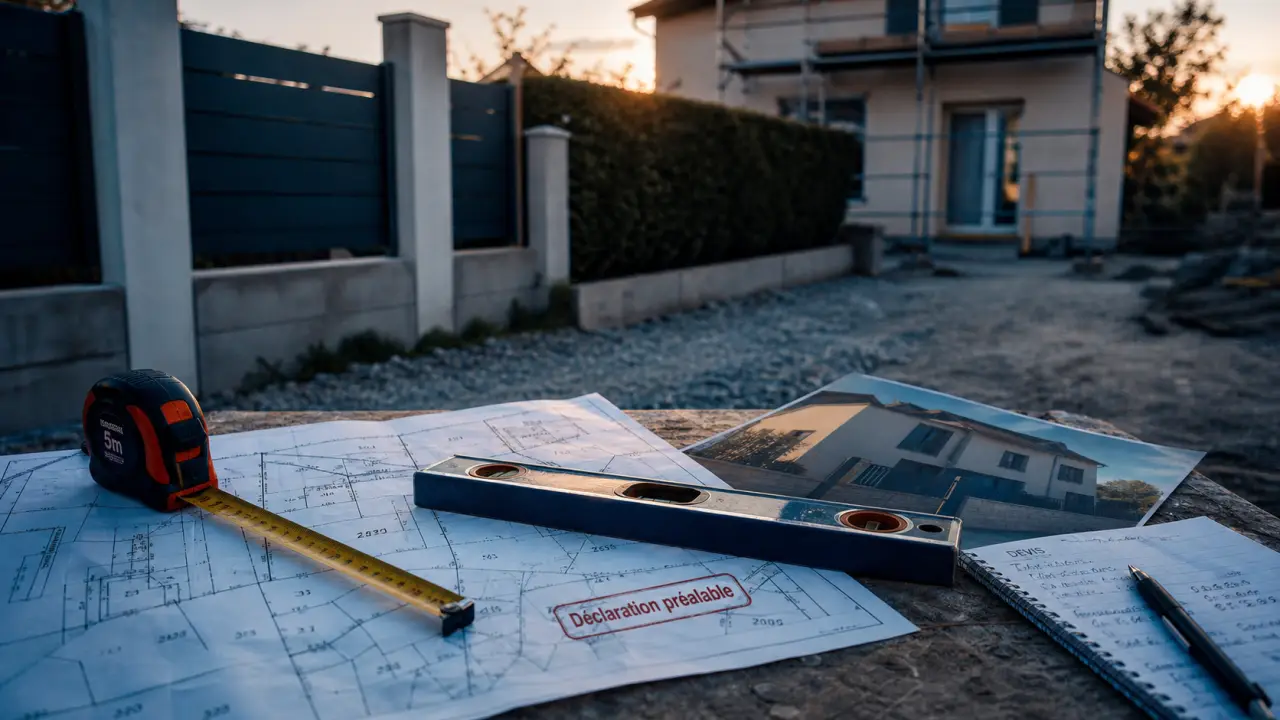 Travaux extérieurs : clôture, façade et extension, déclaration préalable visible