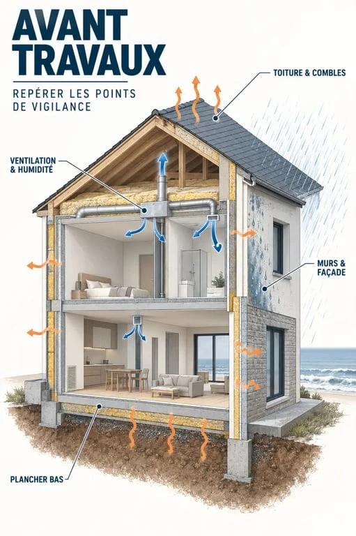 Isolation thermique Nantes : zones de déperdition de chaleur et vigilance sur l’humidité