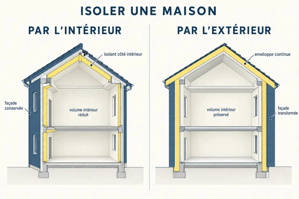Isolation thermique Nantes : comparaison entre isolation intérieure et isolation extérieure