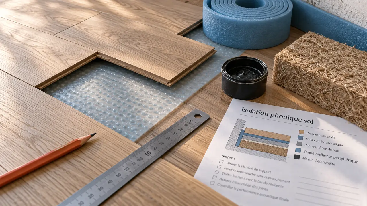 Isolant phonique pour plancher : sous-couche acoustique et laine de bois