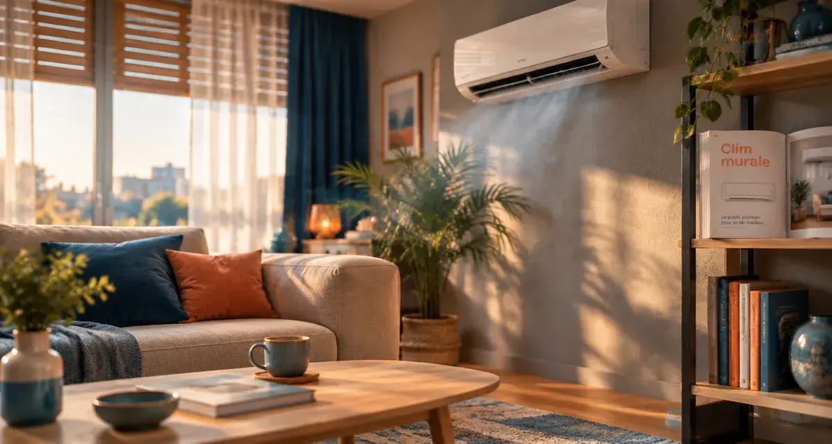 Climatisation murale blanche dans un salon moderne