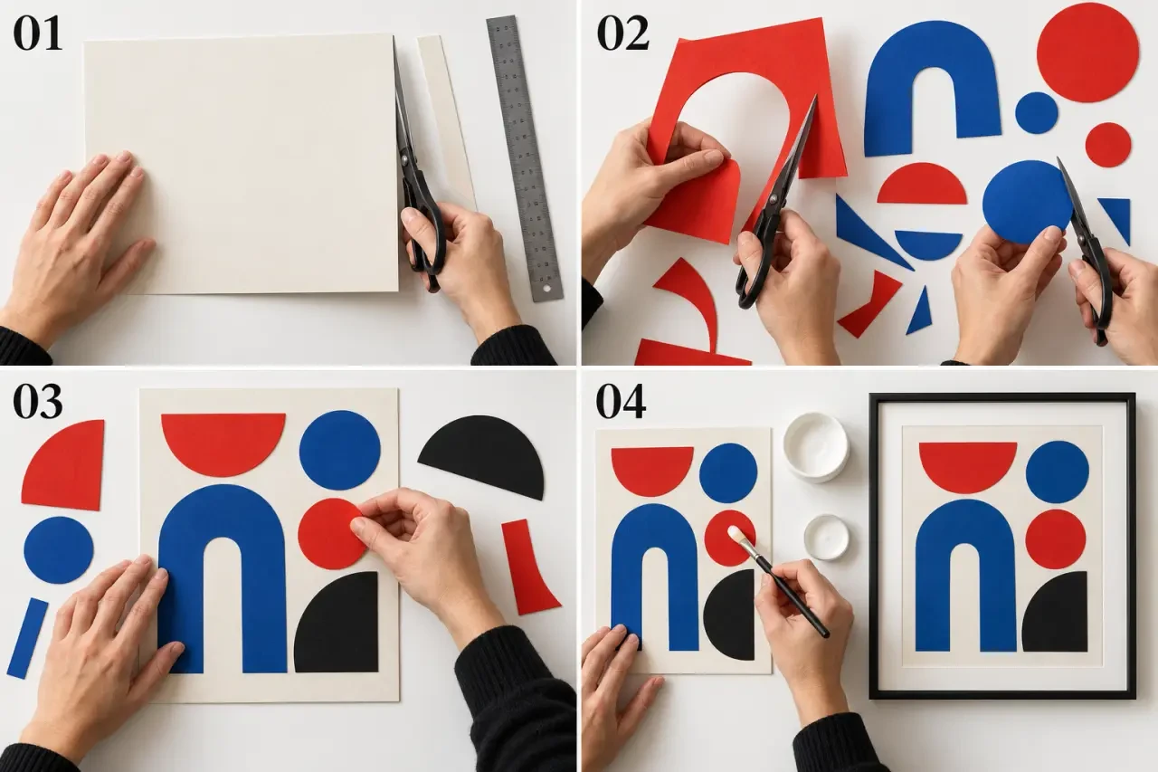 Étapes pour réaliser une déco faite maison facile avec un tableau graphique en papier